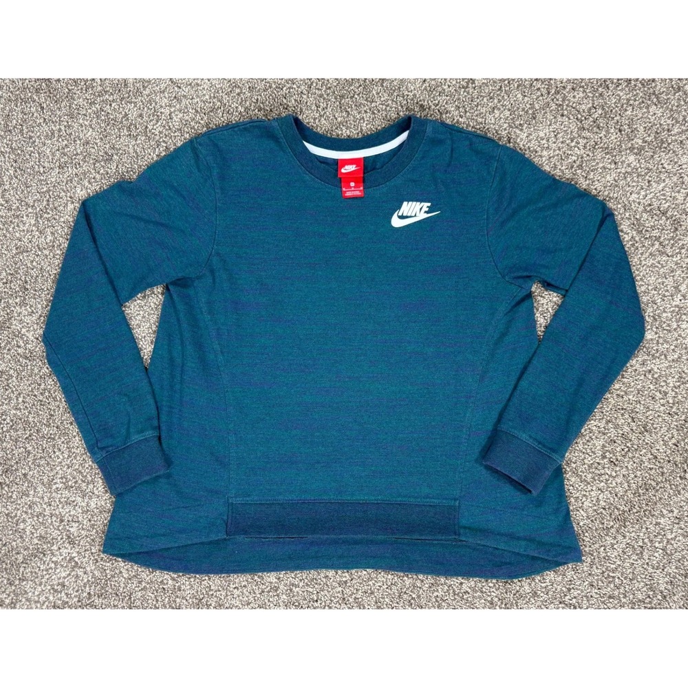 Nike Crewneck Sweatshirt Women M Teal Space Dye Gorpcore Yoga Hiking Athleisure